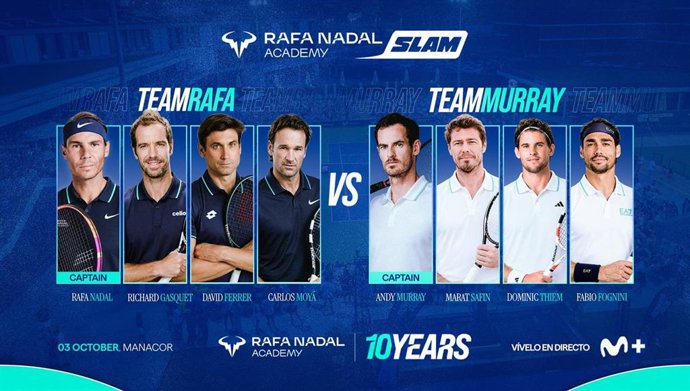 Cartel de participantes en el Rafa Nadal Academy Slam 2026