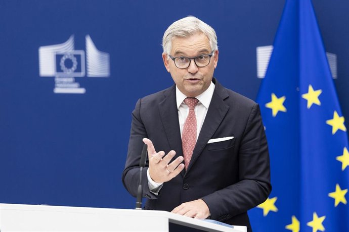 El comisario de Interior , Markus Brunner, en una rueda de prensa en Bruselas.