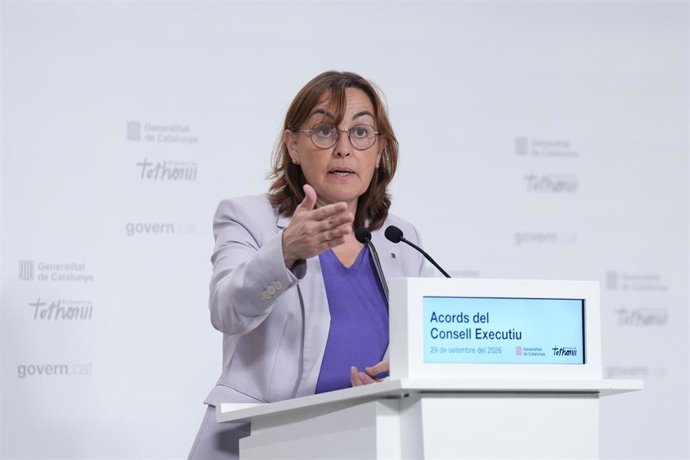 La portavoz del Govern de Catalunya, Silvia Paneque, ofrece una rueda de prensa, a 29 de septiembre de 2026, en Barcelona, Catalunya (España).