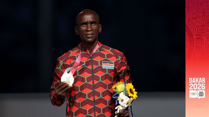 El bicampeón olímpico de maratón Eliud Kipchoge, nombrado embajador mundial de los JOJ de Dakar.