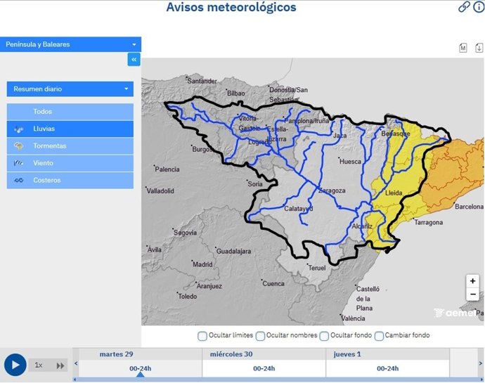 Mapa de los avisos