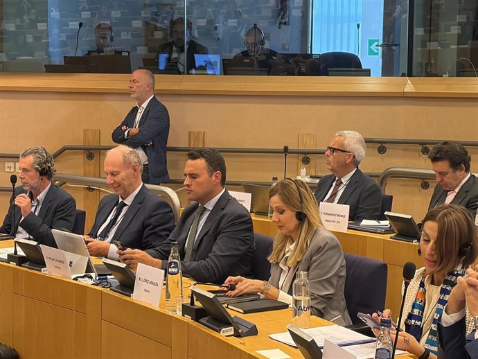 El consejero de Hacienda, Justicia y Asuntos Europeos, Guillermo Peláez, durante un encuentro de alto nivel celebrado en el Parlamento Europeo.
