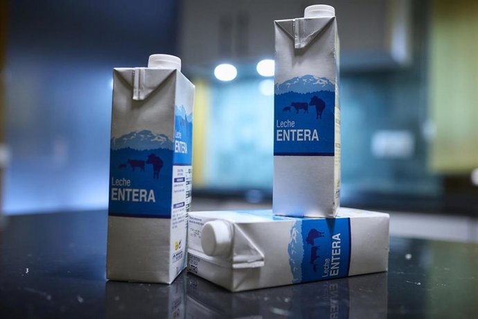 Archivo - Tres bricks de leche, a 20 de julio de 2024, en Madrid (España). La cesta de la compra está registrando las primeras bajadas de precio desde el 2022, con una quincena de alimentos básicos que han entrado en deflación y que son más baratos que un