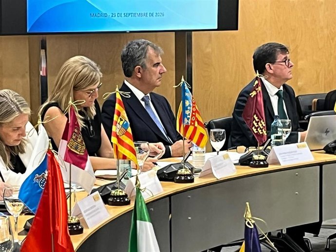 El consejero de Medio Ambiente, Industria, Universidades, Investigación y Mar Menor, Juan María Vázquez, durante la celebración del Consejo de Política Científica, Tecnología y de Innovación, en Madrid.