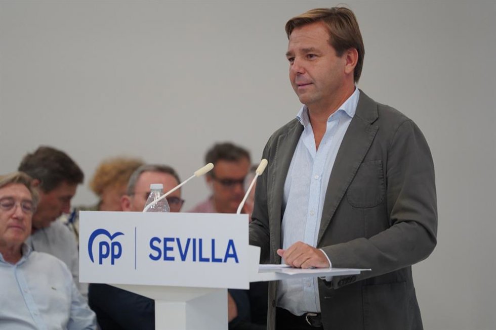 El secretario general del Partido Popular de Andalucía, Antonio Repullo, en la Junta Directiva Provincial del PP de Sevilla.