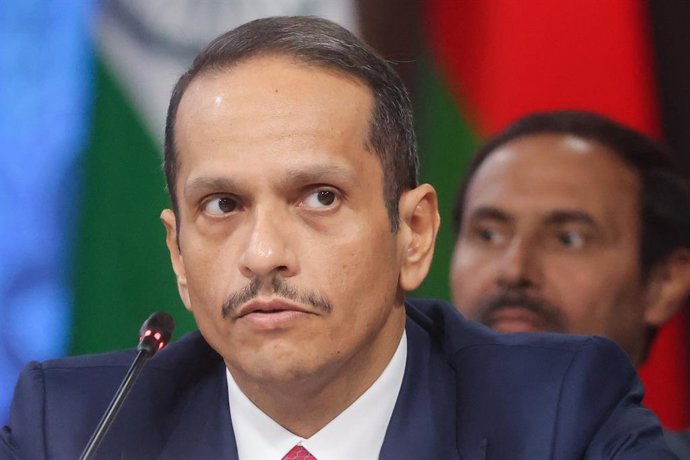 Archivo - RUSSIA, MOSCOW - NOVEMBER 18, 2025: Mohammed bin Abdulrahman Al Thani, Prime Minister / Foreign Minister of Qatar, attends the 24th expanded meeting of the SCO Council of Heads of Government at the Russia National Centre. Sergei Karpukhin/TASS H