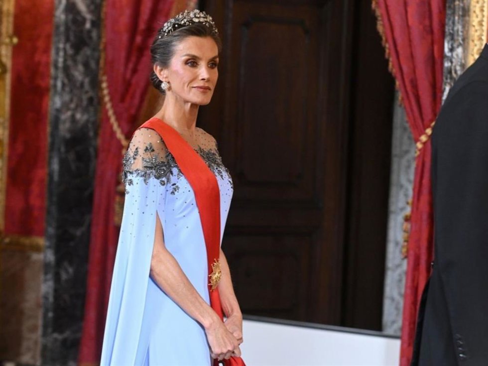 El atrevido detalle que escondía el vestido de gala de la Reina Letizia en la cena de Estado