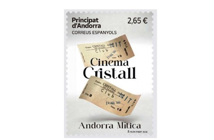 Sello de Correos dedicado al Cinema Cristall de Andorra
