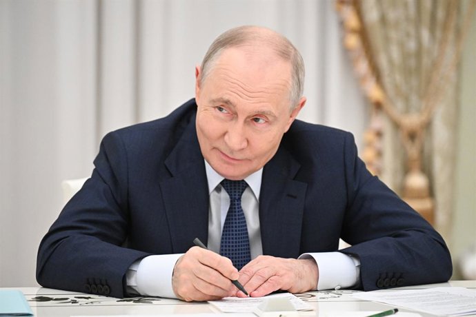 RUSSIA, MOSCOW - SEPTEMBER 28, 2026: Russia's President Vladimir Putin is seen during a meeting with the leaders of the parties that won seats in the Russian State Duma in the 2026 Russian parliamentary election