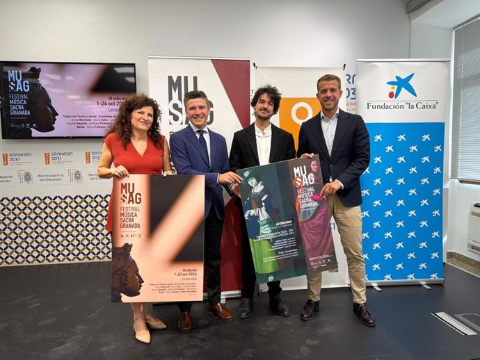 El Ayuntamiento de Granada ha presentado la tercera edición del Festival de Música Sacra de Granada MUSAG, que se celebrará del 1 al 23 de octubre bajo el título 'Umbrales' con una programación que reúne una docena de conciertos con acceso gratuito