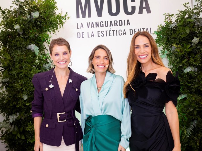 Soraya Arnelas, Flora González y Nerea Garmendia en la inauguración de la nueva clínica MVOCA en la calle Velázquez de Madrid