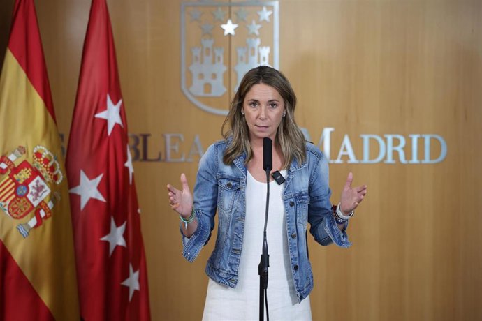 La portavoz del grupo socialista en la Asamblea, Mar Espinar, durante el debate sobre el Estado de la Región en la Asamblea de Madrid, a 10 de septiembre de 2026, en Madrid (España). 