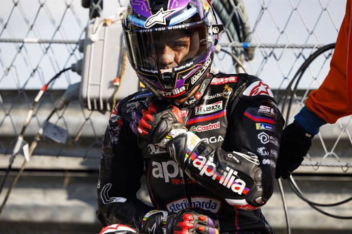 Archivo - Arquivo - 27 de setembro de 2025, Motegi, Província de Tochigi, Japão: o piloto da Aprilia Racing, Jorge Martin, fotografado durante a largada da corrida sprint do Grande Prêmio Motul de 2025.