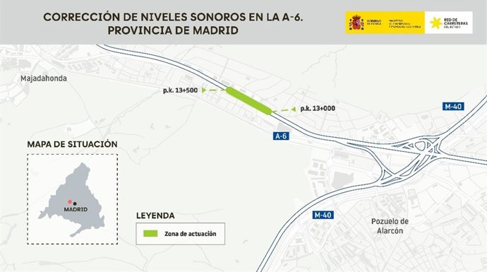 Corrección de niveles sonoros en la A-6 a su paso por Aravaca