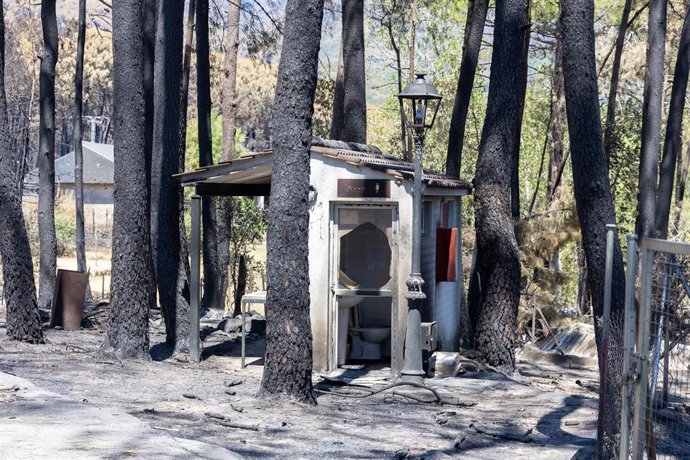 Archivo - Instalaciones del camping Fuente Helecha afectadas por el fuego, a 6 de agosto de 2026, en Casavieja, Ávila, Castilla y León (España). 