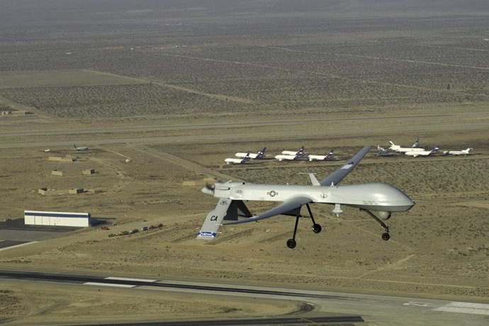 Archivo - Dron MQ-1 Predator del Ejército de Estados Unidos, en una fotografía de archivo