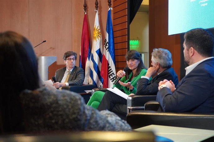 La secretaria de Estado de Digitalización e Inteligencia Artificial, María González Veracruz, durante su intervención en la undécima Cumbre Ministerial del Programa Regional de la OCDE para Latinoamérica, celebrada en Montevideo (Uruguay).