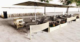 Render del disseny de les terrasses de l'equip format per Ester Pujol i Ander Lizaso