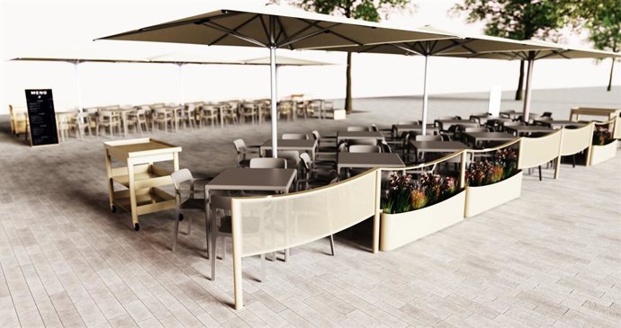Render del disseny de les terrasses de l'equip format per Ester Pujol i Ander Lizaso