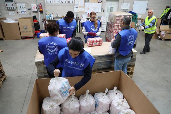 Archivo - Voluntarios realizando labores de recogida de alimentos en una de las campañas de FESBAL.