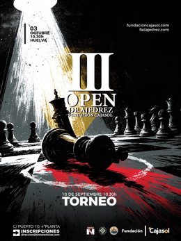 Cartel de III Open de Ajedrez Fundación Cajasol en Huelva.