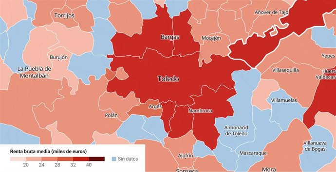 Renta por municipios de más de 1.000 habitantes --excepto el País Vasco y Navarra