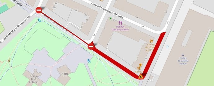 Información sobre el corte de tráfico en las calles Santa María del Paular y Santa María de la Vid.