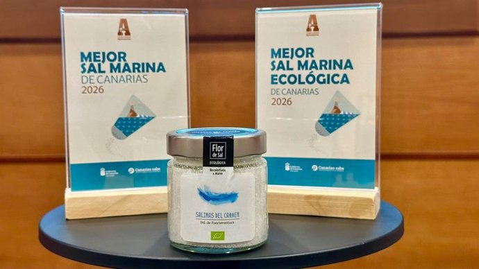 La flor de sal de Salinas del Carmen, en Fuerteventura, Mejor Sal Marina de Canarias 2026 en Agrocanarias