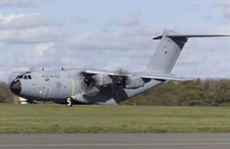 Archivo - An A400M from RAF Brize Norton lands into RAF Wittering as part of Exercise Agile Warrior.