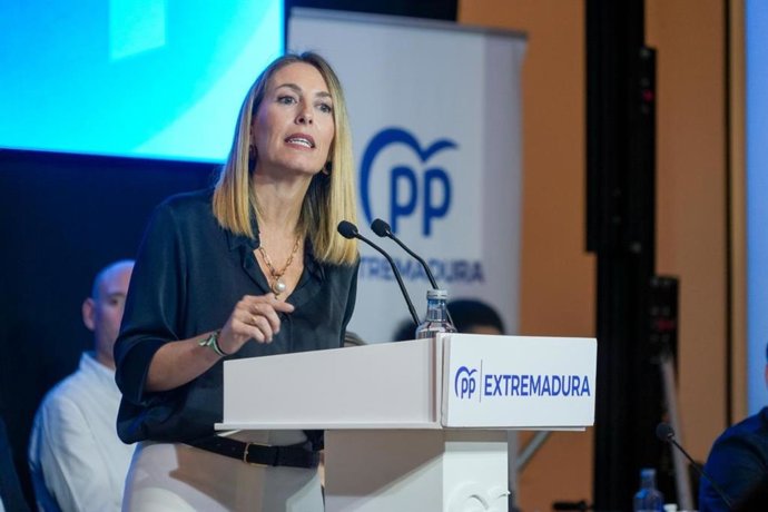La presidenta del PP de Extremadura, María Guardiola, interviene en la Junta Directiva Autonómica y Comité Ejecutivo del partido