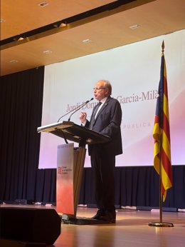 El presidente del Consell de la República, Jordi Domingo, durante el acto