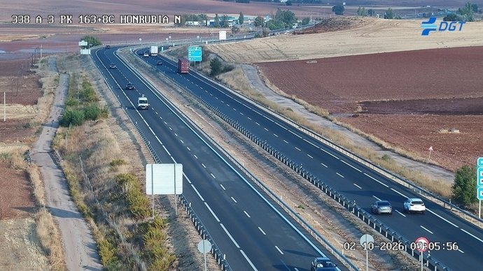 Vista del kilómetro 163,8 de la carretera A-3 desde una cámara de tráfico.