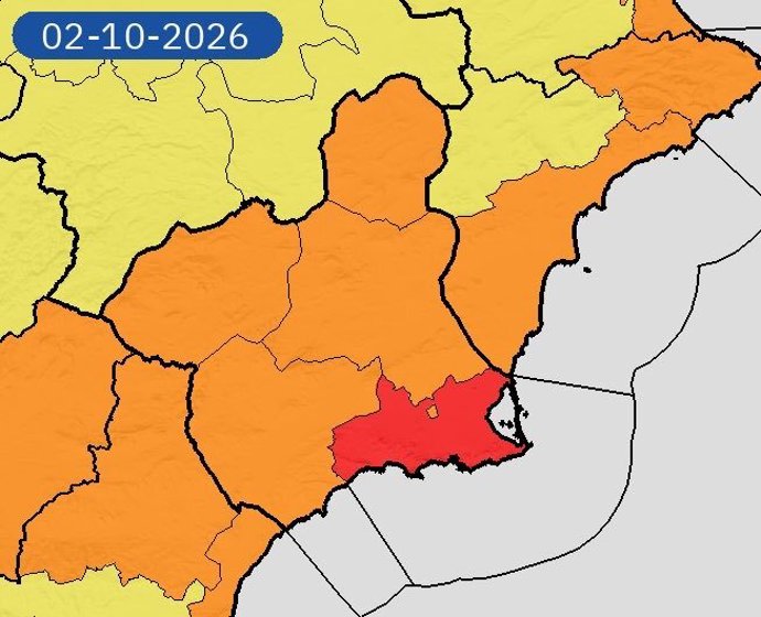 La Aemet eleva a rojo el aviso por lluvias en el Campo de Cartagena y Mazarrón hasta las 17.59 horas