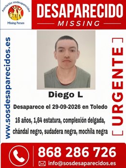 Cartel de un menor desaparecido en Toledo