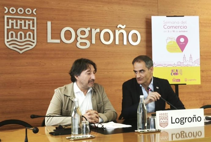 Miguel Sainz y Fernando Cortezón, en la presentación de la Semana del Comercio de Logroño