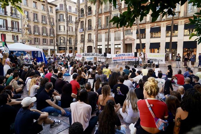 Imagen de archivo de la acampada en Málaga promovida por el Sindicato de Inquilinas para reclamar una vivienda digna.
