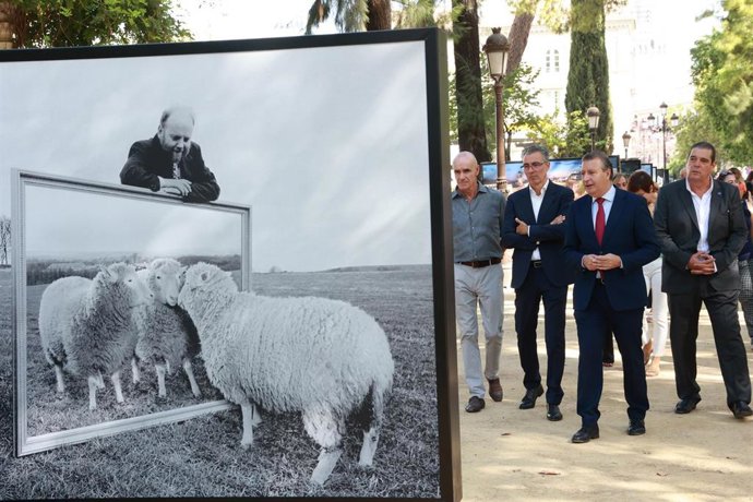 El presidente de la Diputación, Javier Fernández (2d), visita la exposición 'Momentos'. 