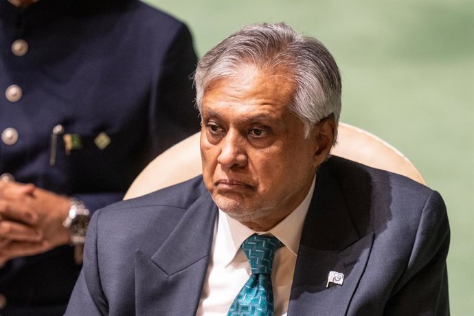 September 25, 2026, Bronx, New York, USA: Foreign Minister of Pakistan Mohammad Ishaq Dar attends as Prime Minister of Pakistan Muhammad Shehbaz Sharif speaks during General Debates on day 4 of UN General Assembly 81 at UN headquarters in New York, NY on 
