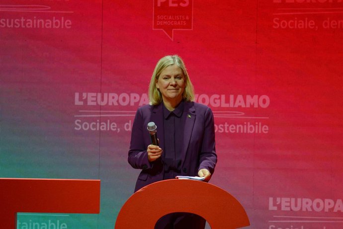 Archivo - March 2, 2024, Rome, Italy: Rome, Italy, Roma Convention Center ''LA NUVOLA'', March 02, 2024, Magdalena Andersson  during  2024 PES Election Congress - News.