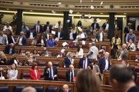 Arrojan octavillas en el hemiciclo al grito de "los fondos buitre gobiernan el Congreso"