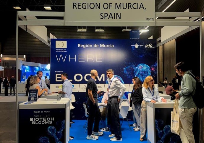 Imagen del expositor de la delegación regional en BioSpain 2026, considerado como el mayor evento biotecnológico de toda España y uno de los más importantes de Europa