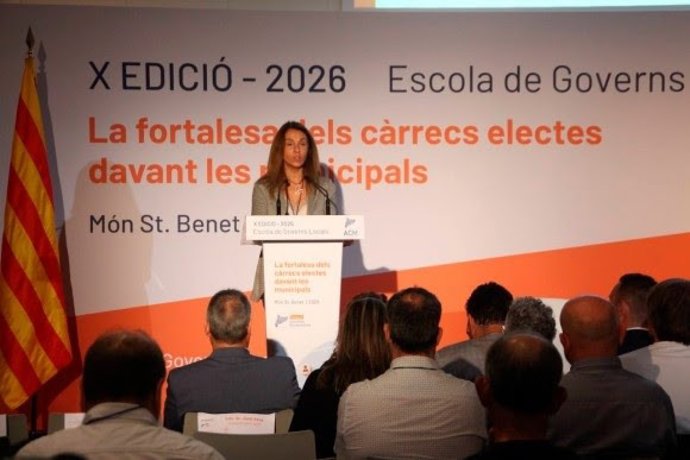 La presidenta de la ACM, Meritxell Budó, en la Escola de Governs Locals