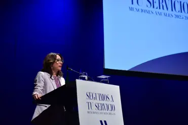 La delegada del Gobierno de Andalucía en Málaga, Patricia Navarro, en un acto de Agrupaciones de Protección Civil.