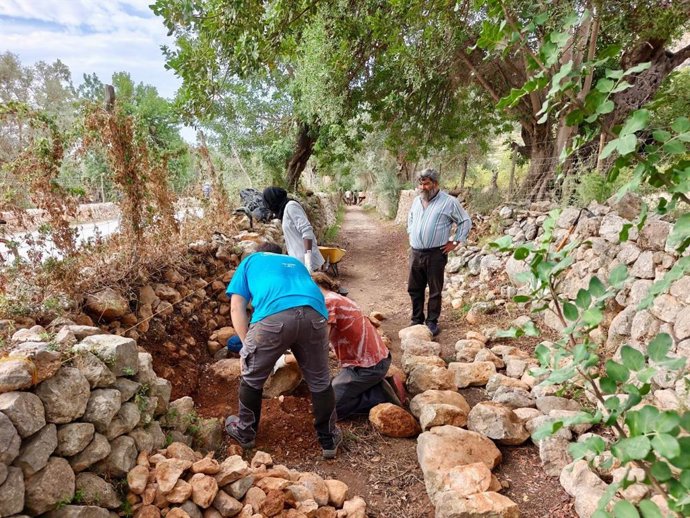 Una quincena de voluntarios participan en una jornada en Raixa para conocer el patrimonio de la 'pedra en sec'