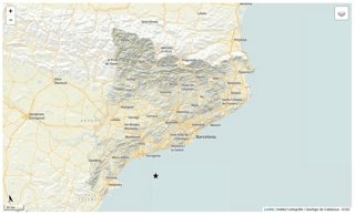 Mapa de l'Institut amb el sisme marcat