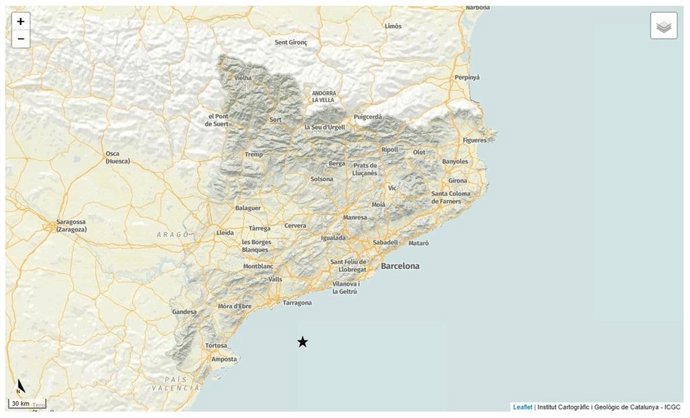 Mapa de l'Institut amb el sisme marcat