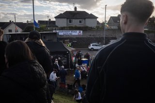 October 1, 2026, Portadown, United Kingdom of Great Britain and Northern Ireland: PORTADOWN, NORTHERN IRELAND, OCTOBER 1, 2026: Residents of the Garvaghy Road community gather in Portadown amid an ongoing dispute over a proposed Orange Order march through