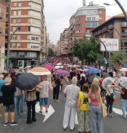 Manifestación por la Vivienda en Murcia a su paso por Gran Vía