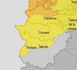 Activada la alerta naranja para este lunes, 5 de octubre de 2026, por lluvias y tormentas en el norte de la provincia de Cáceres.