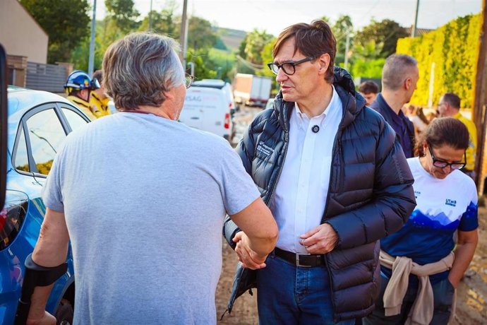 El presidente de la Generalitat, Salvador Illa, visita el Vallès Oriental (Barcelona) tras el temporal